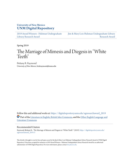 The Marriage of Mimesis and Diegesis in "White Teeth"