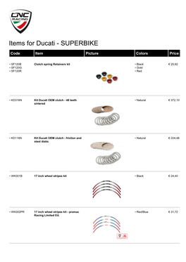 Items for Ducati - SUPERBIKE