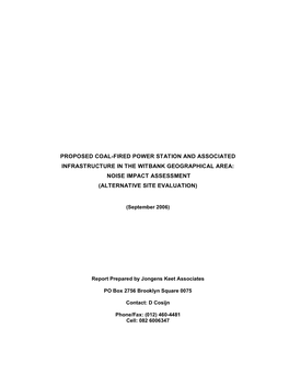 Noise Impact Assessment (Alternative Site Evaluation)