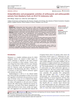 Antiproliferative and Proapoptotic Activities of Anthocyanin and Anthocyanidin Extracts from Blueberry Fruits on B16-F10 Melanoma Cells