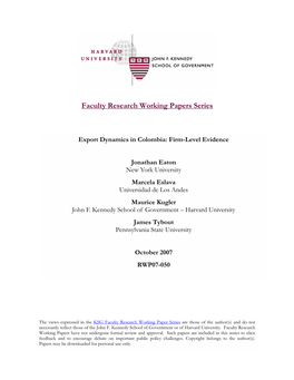 Export Dynamics in Colombia: Firm-Level Evidence