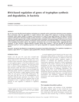 RNA-Based Regulation of Genes of Tryptophan Synthesis and Degradation, in Bacteria