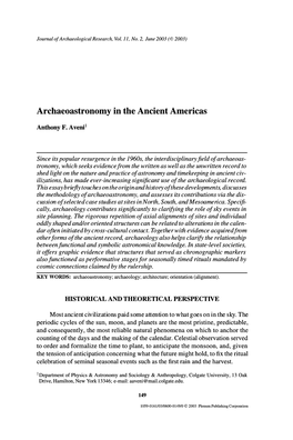Archaeoastronomy in the Ancient Americas