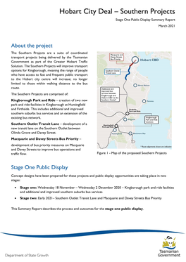 Hobart City Deal – Southern Projects Stage One Public Display Summary Report March 2021