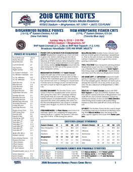 2018 Game Notes