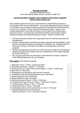 Borough of Pendle Planning & Building Control Town Hall, Market