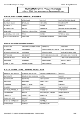 Liste Et Détail Des Regroupements Géographiques