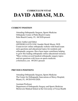 David Abbasi MD CV 2019 New