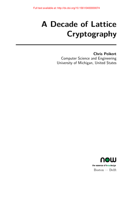 A Decade of Lattice Cryptography