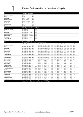1 Elmers End – Addiscombe – East Croydon