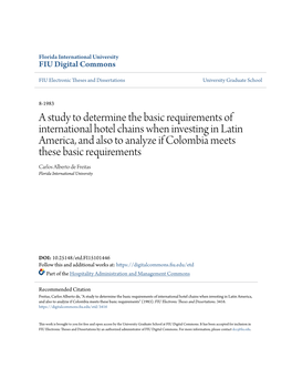 A Study to Determine the Basic Requirements of International Hotel