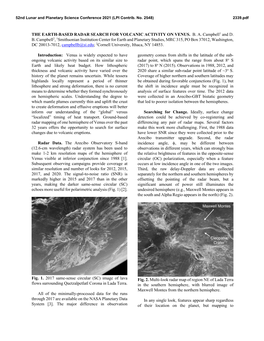 The Earth-Based Radar Search for Volcanic Activity on Venus