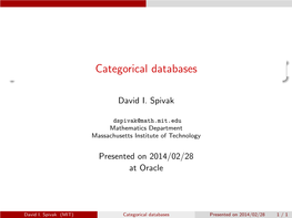 Categorical Databases