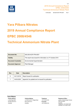 TAN Plant EPBC Annual Compliance Report 2019