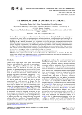 The Technical State of Earth Dams in Lithuania