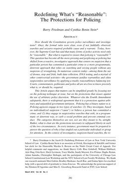 Redefining What's “Reasonable”: the Protections for Policing