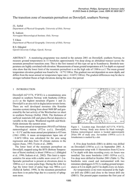 The Transition Zone of Mountain Permafrost on Dovrefjell, Southern Norway