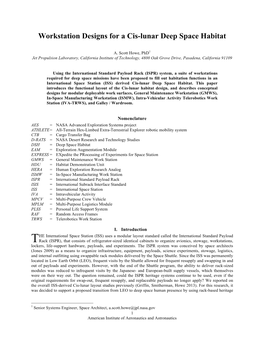 Workstation Designs for a Cis-Lunar Deep Space Habitat