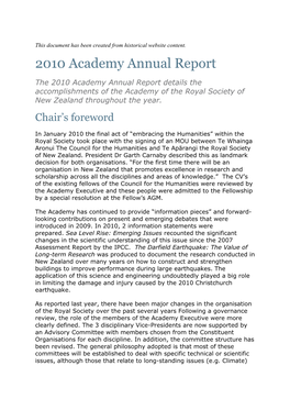 2010 Academy Annual Report