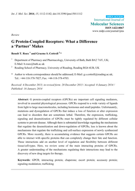 G Protein-Coupled Receptors: What a Difference a ‘Partner’ Makes