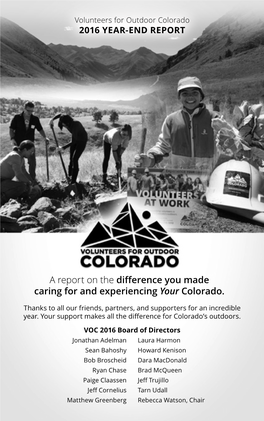 A Report on the Difference You Made Caring for and Experiencing Your Colorado