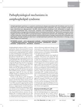 Pathophysiological Mechanisms in Antiphospholipid Syndrome