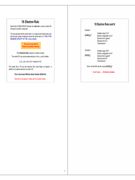 18- Electron Rule. 18 Electron Rule Cont’D Recall That for MAIN GROUP Elements the Octet Rule Is Used to Predict the Formulae of Covalent Compounds