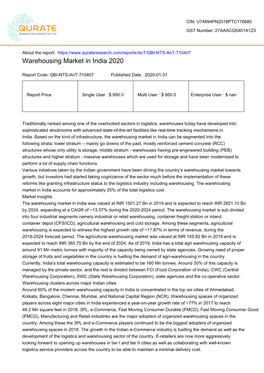 Warehousing Market in India 2020