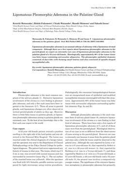 Lipomatous Pleomorphic Adenoma in the Palatine Gland