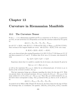 Chapter 13 Curvature in Riemannian Manifolds