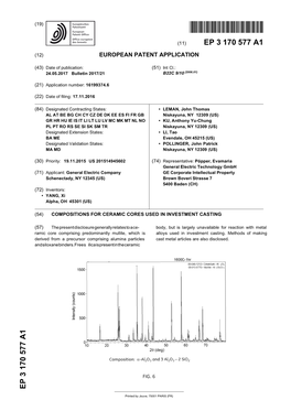 Compositions for Ceramic Cores Used in Investment Casting