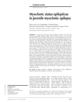 Myoclonic Status Epilepticus in Juvenile Myoclonic Epilepsy