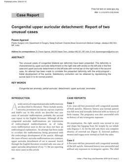 Congenital Upper Auricular Detachment: Report of Two Unusual Cases