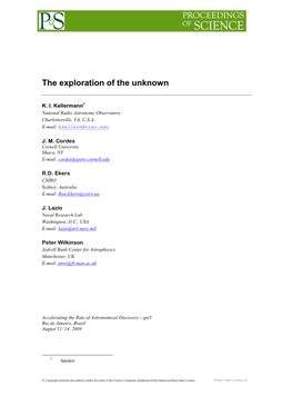 The Exploration of the Unknown