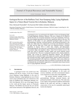 Geological Review of the Rafflesia Trail, Near Kampung Jedip, Lojing