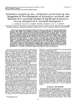 Actinomyces Georgiae Sp. Nov. , Actinomyces Gerencseriae Sp. Nov