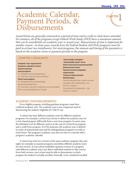 Academic Calendar, Payment Periods, & Disbursements