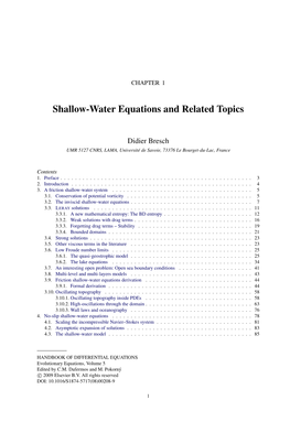Shallow-Water Equations and Related Topics