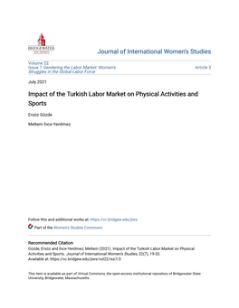 Impact of the Turkish Labor Market on Physical Activities and Sports