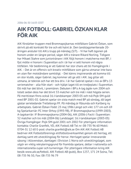 Aik Fotboll: Gabriel Özkan Klar För Aik