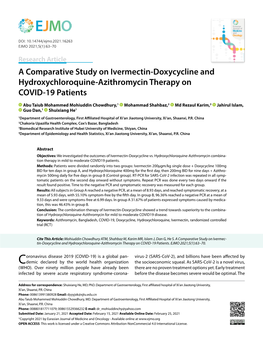 A Comparative Study on Ivermectin-Doxycycline and Hydroxychloroquine-Azithromycin Therapy on COVID-19 Patients