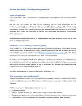 Avanade Recruitment and Hiring Privacy Statement