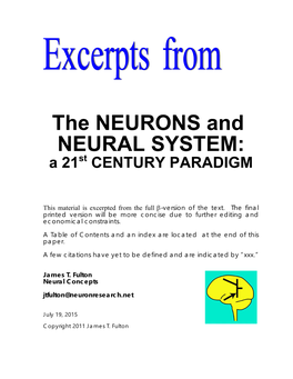 The NEURONS and NEURAL SYSTEM: a 21St CENTURY PARADIGM