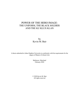 Power of the Hero Image: the Uniform, the Black Soldier and the Ku Klux Klan