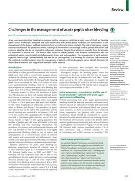 Challenges in the Management of Acute Peptic Ulcer Bleeding