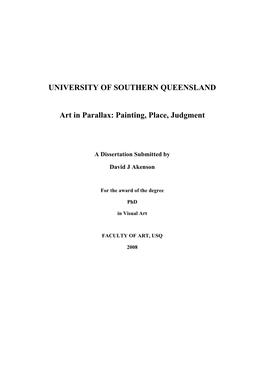 UNIVERSITY of SOUTHERN QUEENSLAND Art in Parallax