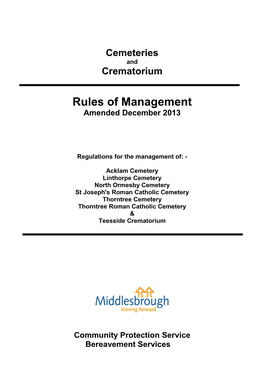 Rules of Management for Cemeteries and Crematorium