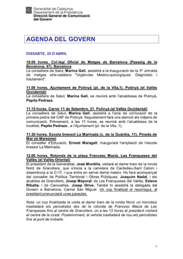 Agenda Del Govern