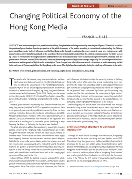 Changing Political Economy of the Hong Kong Media