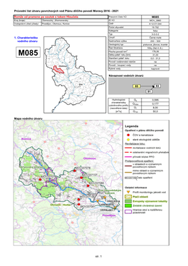 Průvodní List Útvaru Povrchových Vod Plánu Dílčího Povodí Moravy 2016 - 2021